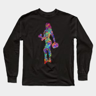 Weightlifter female watercolor art Long Sleeve T-Shirt